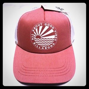 Billabong Mesh Trucker Hat Salmon White Color